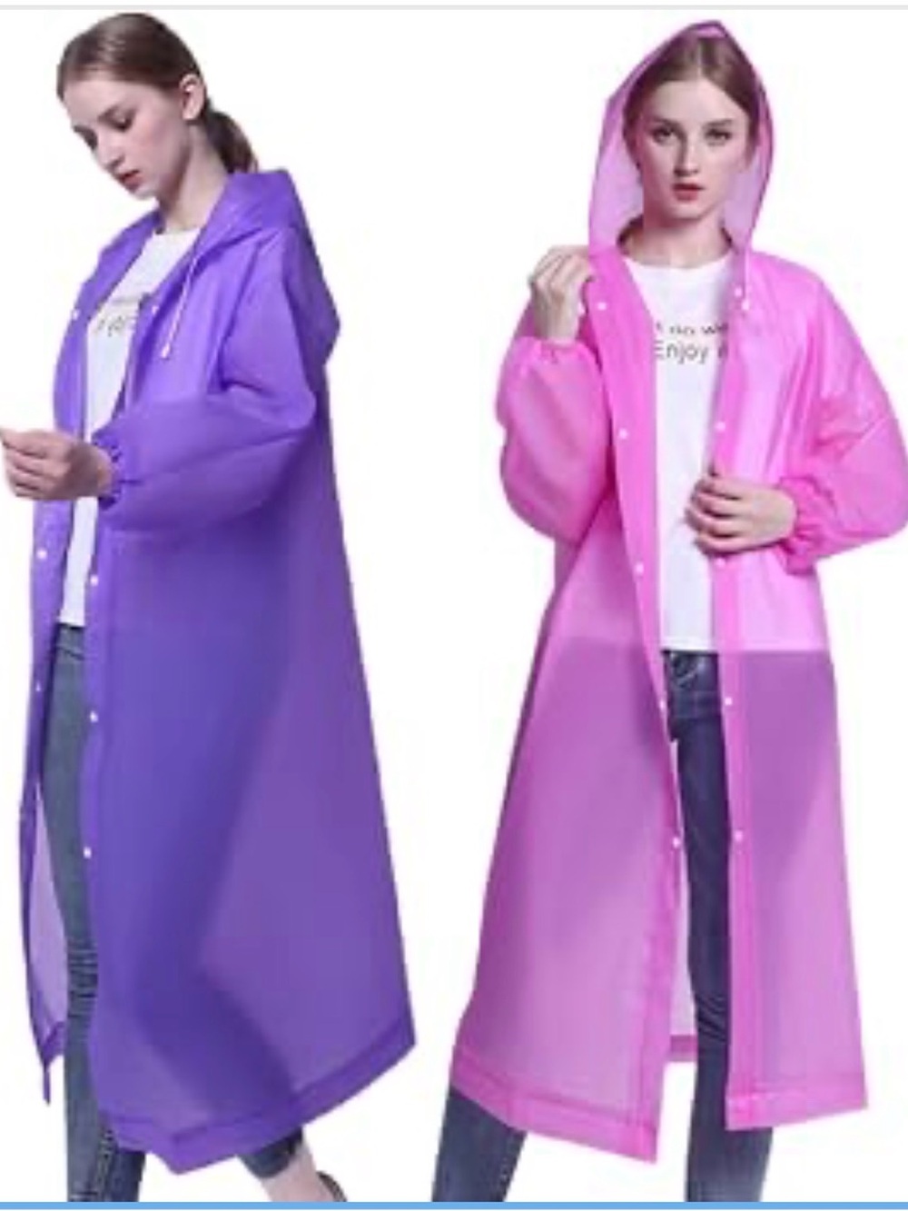 Women’s Hooded Long Raincoat - Pink & Purple